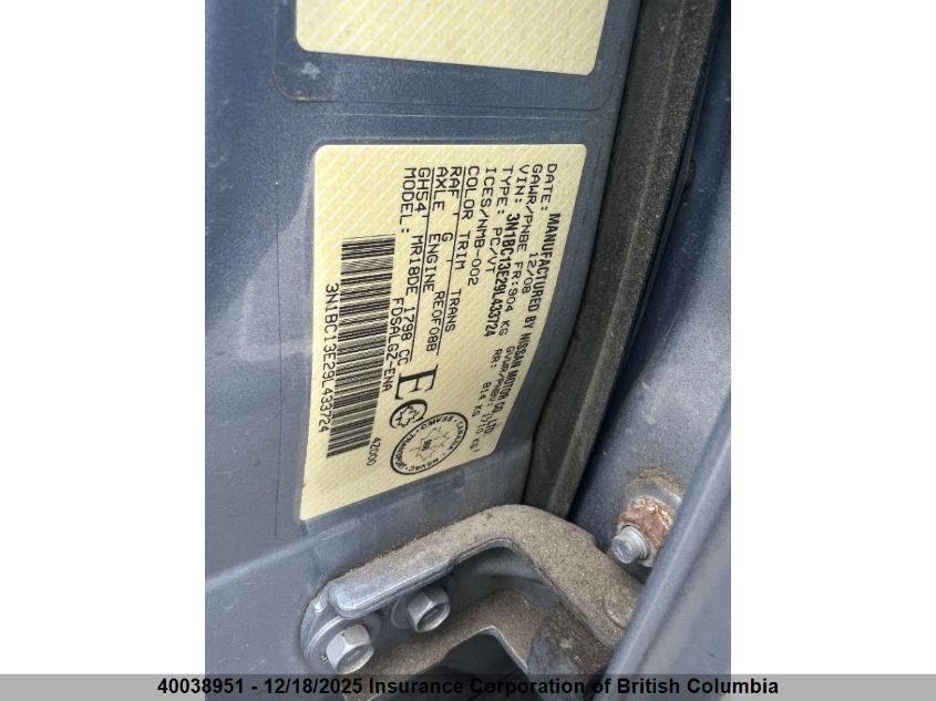 2009 Nissan Versa VIN: 3N1BC13E29L433724 Lot: 40038951