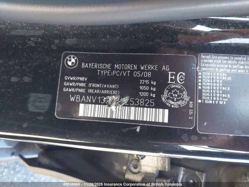 2008 BMW 528Xi VIN: WBANV13568CZ53825 Lot: 40038965