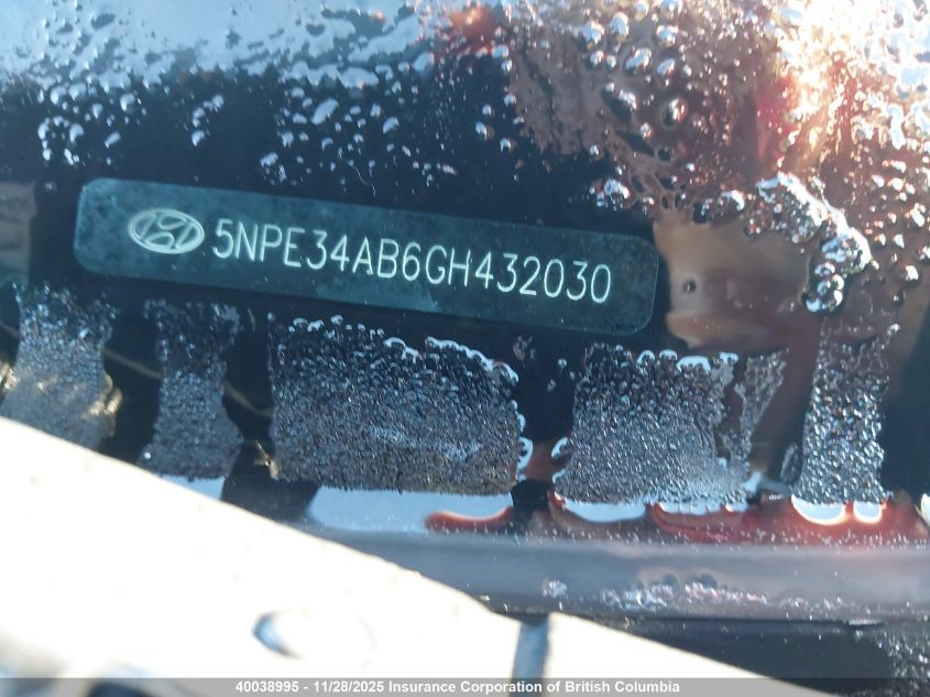 2016 Hyundai Sonata Sport/Limited VIN: 5NPE34AB6GH432030 Lot: 40038995