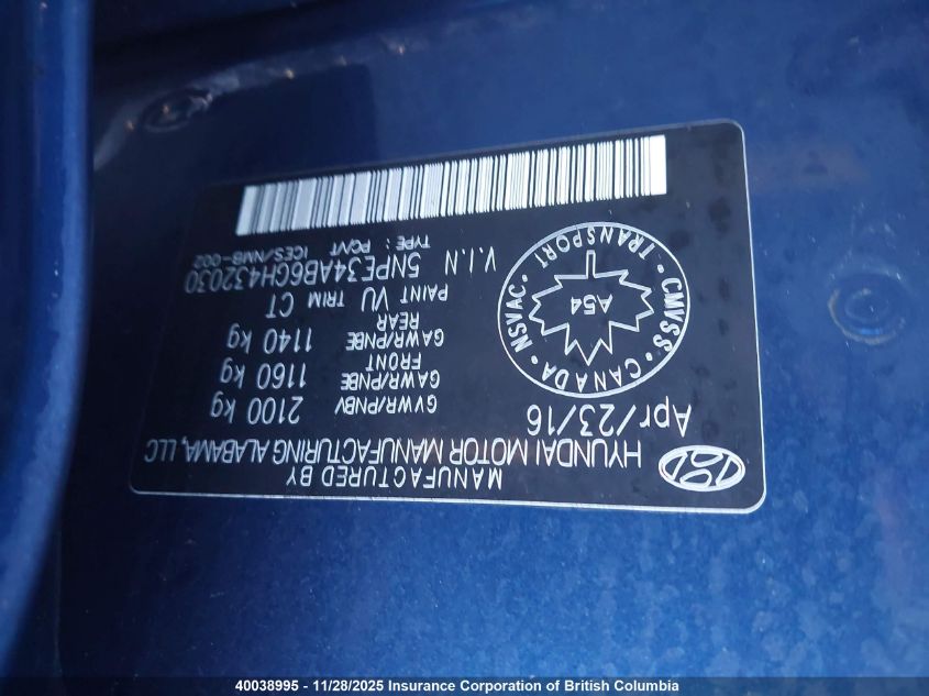 2016 Hyundai Sonata Sport/Limited VIN: 5NPE34AB6GH432030 Lot: 40038995