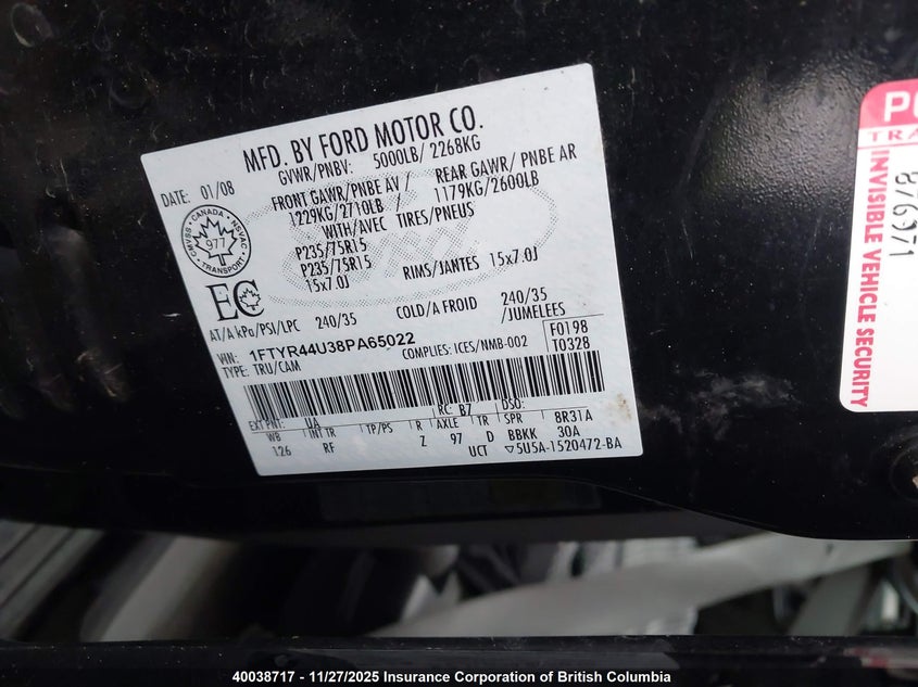 1FTYR44U38PA65022 2008 FORD RANGER photo no. 19