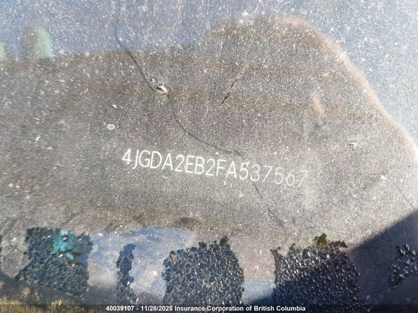 2015 Mercedes-Benz Ml 350 Bluetec VIN: 4JGDA2EB2FA537567 Lot: 40039107