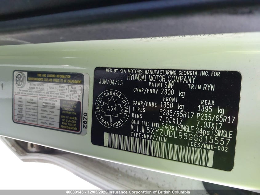 5XYZUDLB5GG315557 2016 HYUNDAI SANTA FE photo no. 9