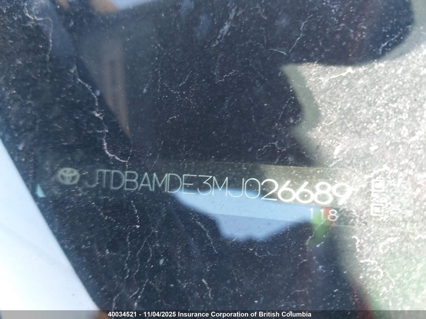 2021 Toyota Corolla VIN: JTDBAMDE3MJ026689 Lot: 40034521