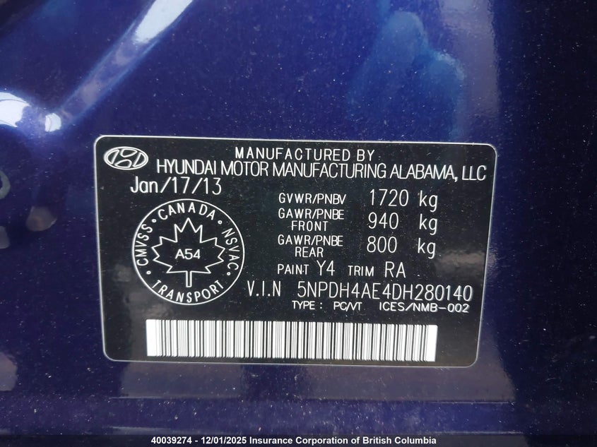 5NPDH4AE4DH280140 2013 HYUNDAI ELANTRA photo no. 9
