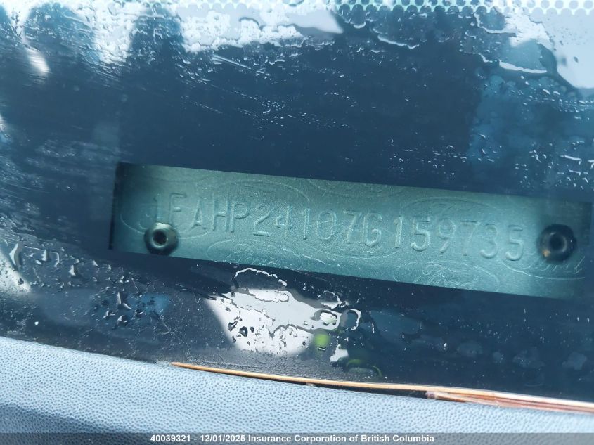 2007 Ford 500 VIN: 1FAHP24107G159735 Lot: 40039321