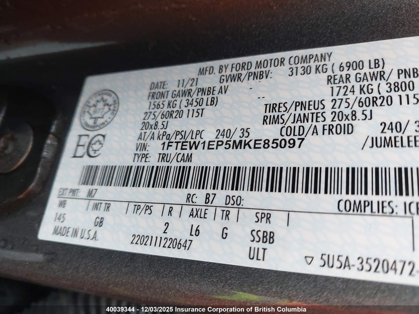 1FTEW1EP5MKE85097 2021 FORD F-150 photo no. 9