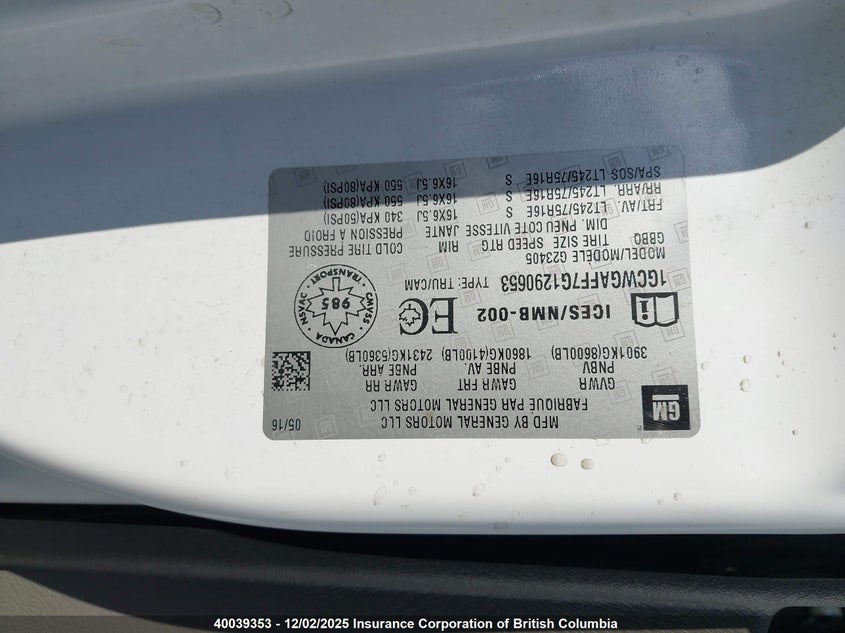 1GCWGAFF7G1290653 2016 CHEVROLET EXPRESS photo no. 9