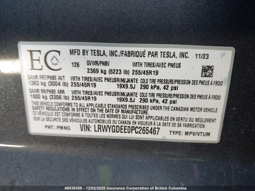 LRWYGDEE0PC265467 2023 TESLA MODEL Y photo no. 9