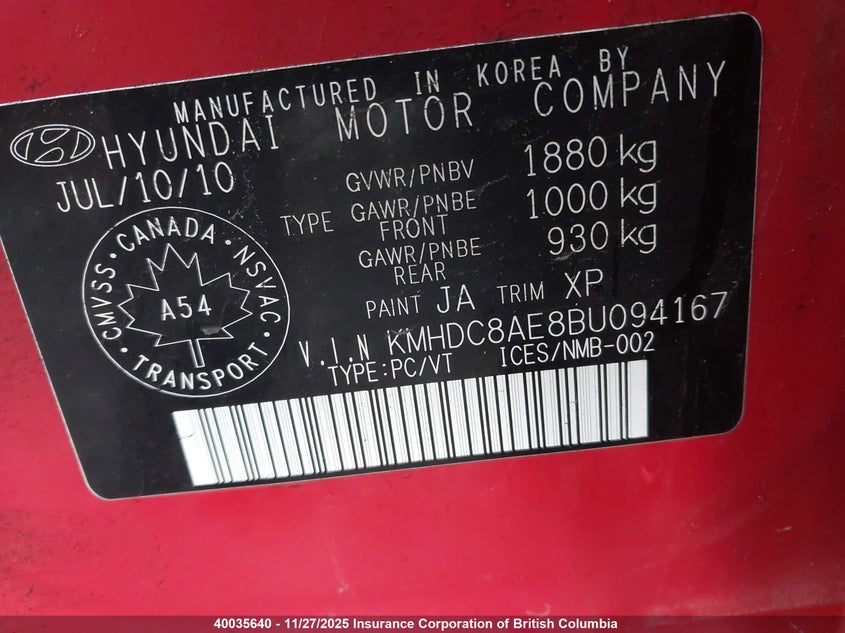 KMHDC8AE8BU094167 2011 HYUNDAI ELANTRA photo no. 9