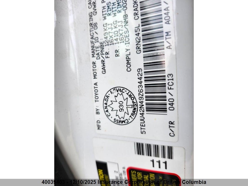 5TEUU42N49Z634429 2009 TOYOTA TACOMA photo no. 10