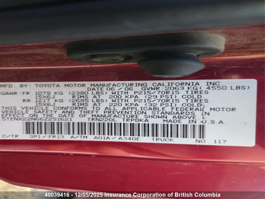 5TENX22N66Z291621 2006 TOYOTA TACOMA photo no. 12