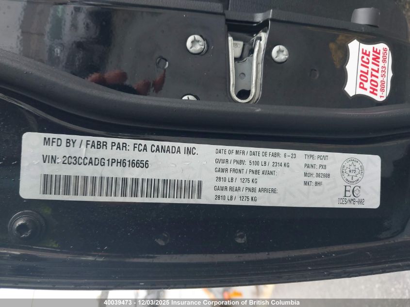 2023 Chrysler 300 VIN: 2C3CCADG1PH616656 Lot: 40039473