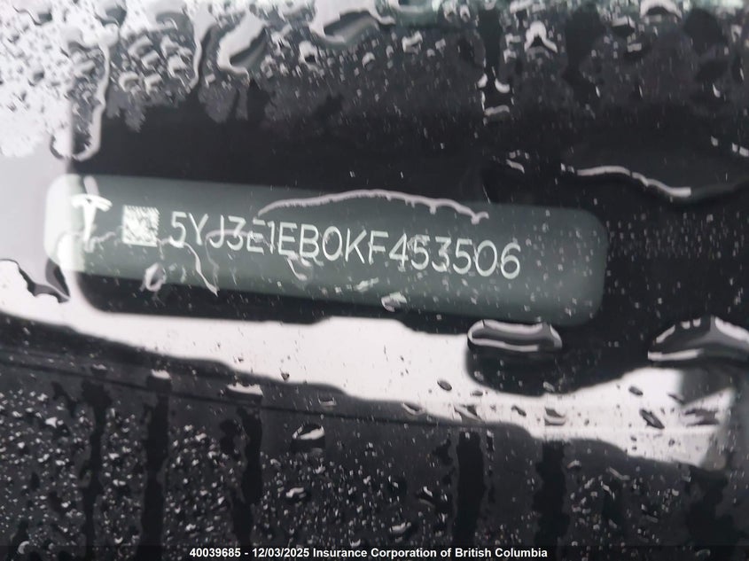 5YJ3E1EB0KF453506 2019 TESLA MODEL 3 photo no. 9
