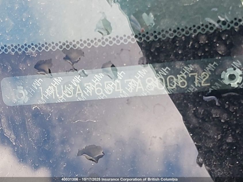 2007 Acura Tl Type S VIN: 19UUA76547A800672 Lot: 40031306