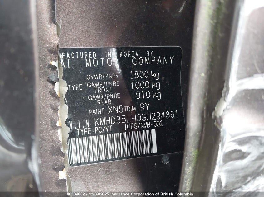 KMHD35LH0GU294361 2016 HYUNDAI ELANTRA photo no. 9