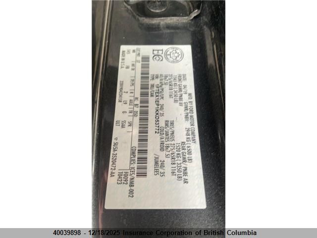 2019 Ford F150 VIN: 1FTEX1EP1KKD53772 Lot: 40039898