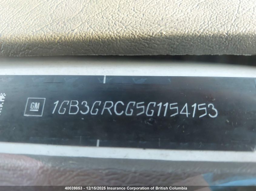 2016 Chevrolet Express G3500 VIN: 1GB3GRCG5G1154153 Lot: 40039853