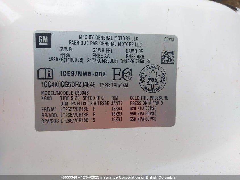 1GC4K0CG5DF204848 2013 CHEVROLET SILVERADO photo no. 9