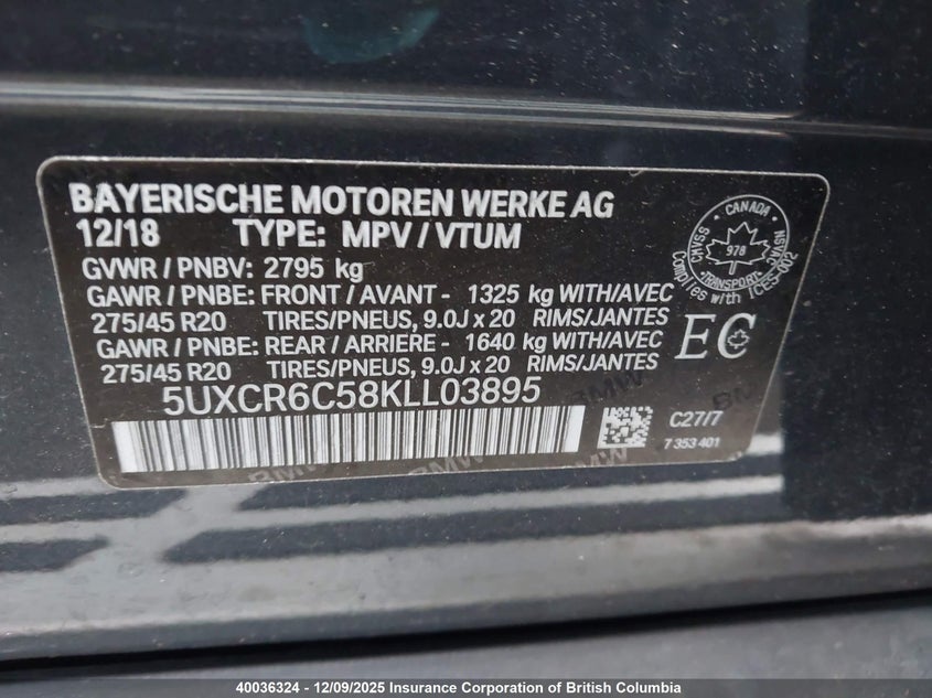 5UXCR6C58KLL03895 2019 BMW X5 photo no. 9