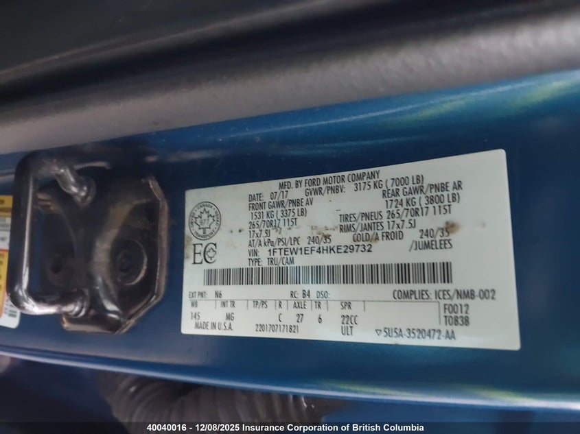 1FTEW1EF4HKE29732 2017 FORD F-150 photo no. 9