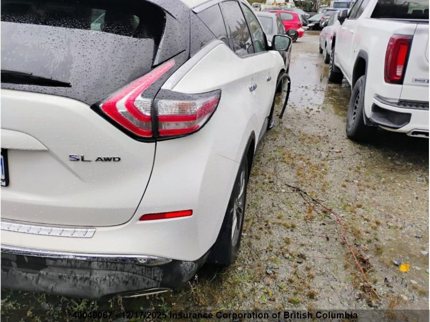 2016 Nissan Murano S/Sl/Sv/Platinum VIN: 5N1AZ2MH4GN155696 Lot: 40040067