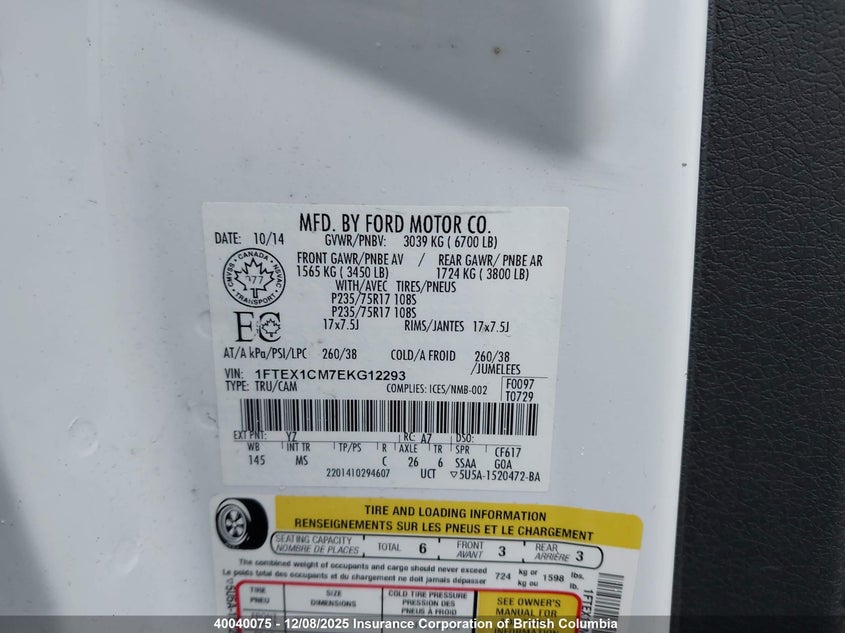 1FTEX1CM7EKG12293 2014 FORD F-150 photo no. 9