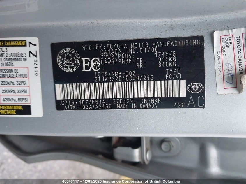 2T1KR32E46C587245 2006 TOYOTA MATRIX photo no. 9