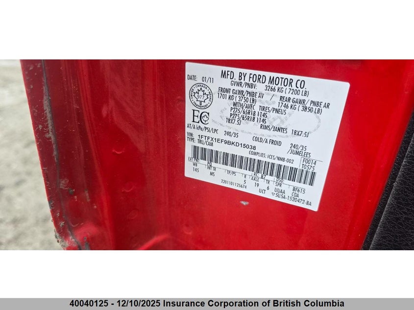 1FTFX1EF9BKD15038 2011 FORD F-150 photo no. 14