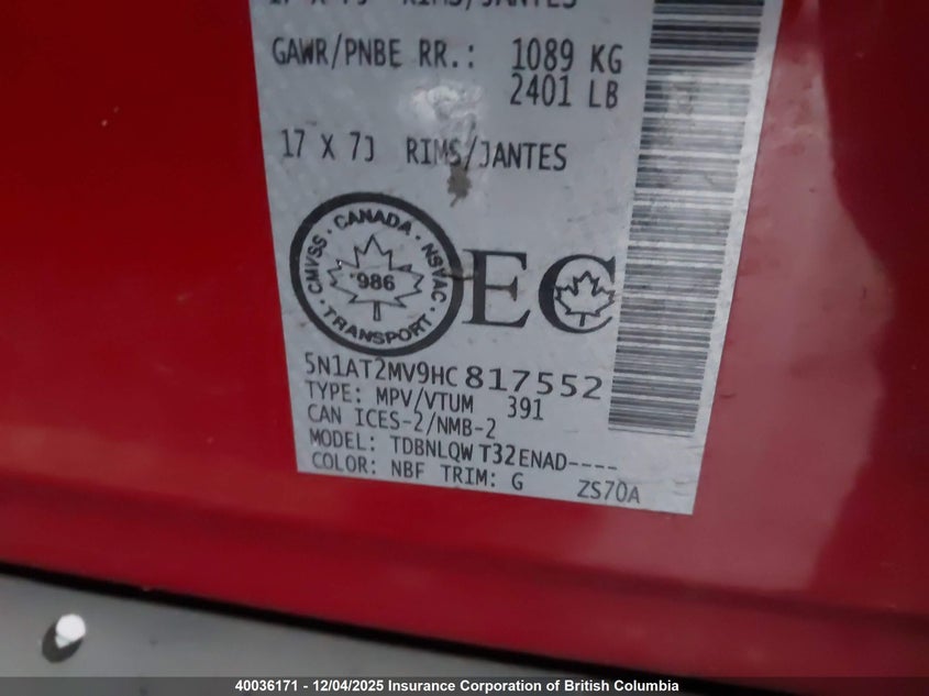 5N1AT2MV9HC817552 2017 NISSAN ROGUE photo no. 9
