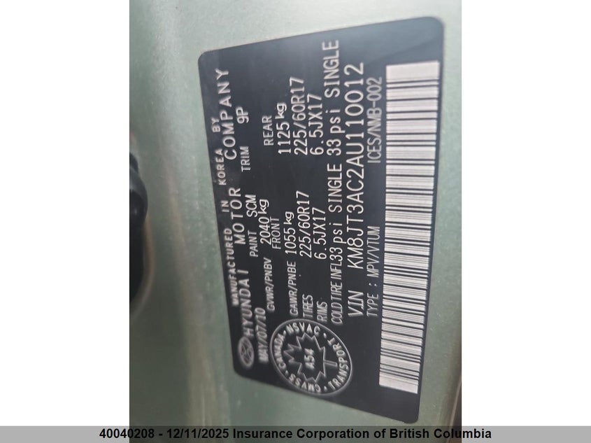 KM8JT3AC2AU110012 2010 HYUNDAI TUCSON photo no. 7