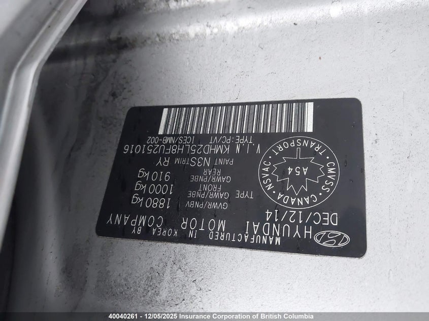 KMHD25LH8FU251016 2015 HYUNDAI ELANTRA photo no. 9