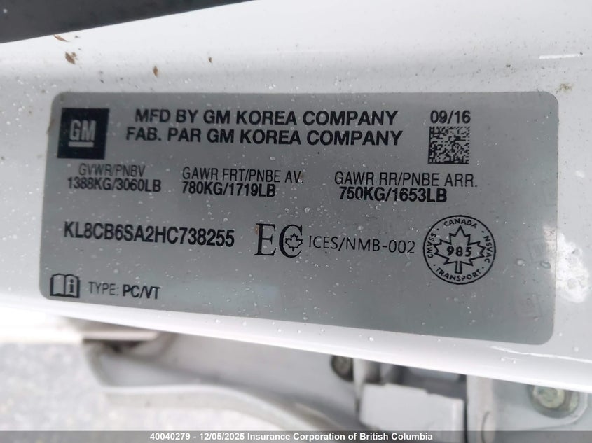 KL8CB6SA2HC738255 2017 CHEVROLET SPARK photo no. 9