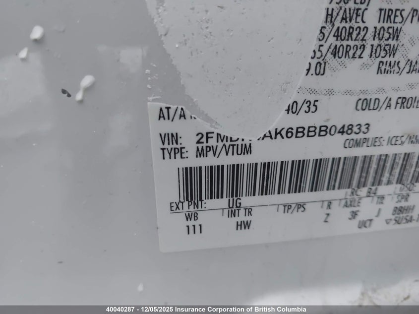2FMDK4AK6BBB04833 2011 FORD EDGE photo no. 9