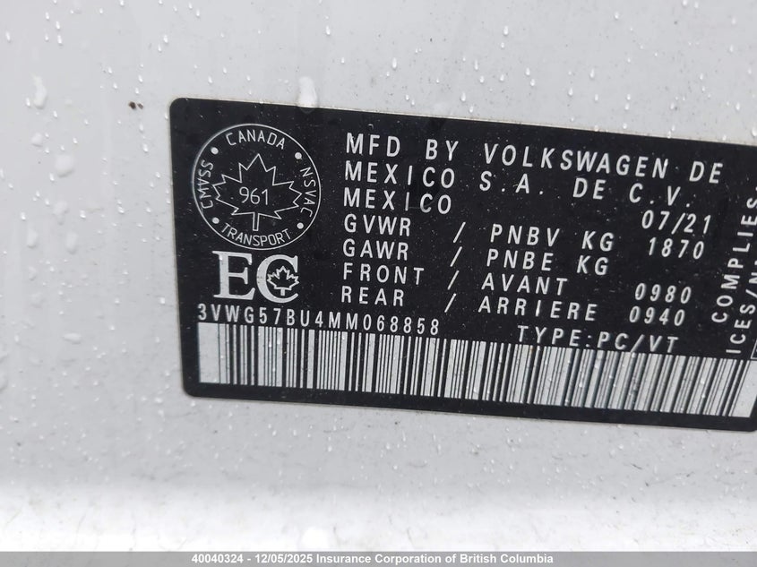 3VWG57BU4MM068858 2021 VOLKSWAGEN JETTA photo no. 9
