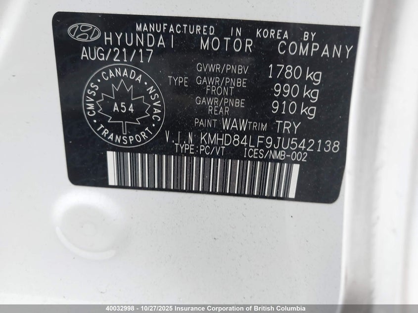 KMHD84LF9JU542138 2018 HYUNDAI ELANTRA photo no. 9