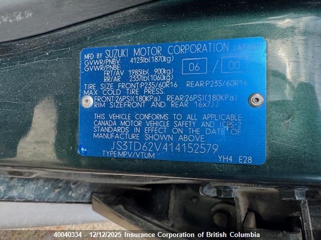 JS3TD62V414152579 2001 SUZUKI GRAND VITARA photo no. 5