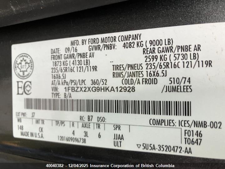 1FBZX2XG9HKA12928 2017 FORD TRANSIT photo no. 6