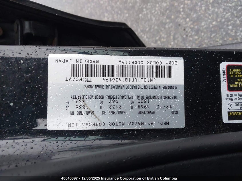 JM1BL1UF1B1436194 2011 MAZDA 3 photo no. 9
