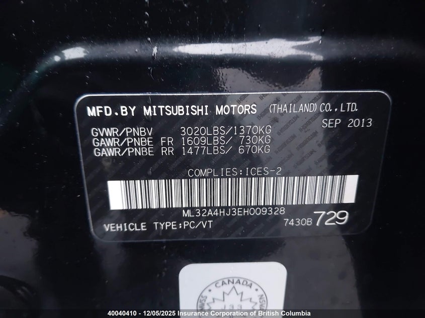 ML32A4HJ3EH009328 2014 MITSUBISHI MIRAGE photo no. 9