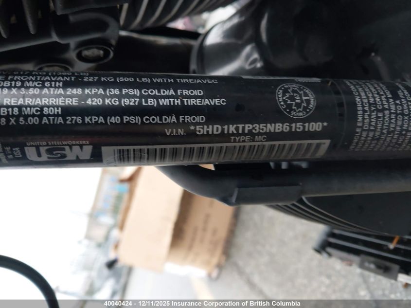 2022 Harley-Davidson Fltrxs VIN: 5HD1KTP35NB615100 Lot: 40040424