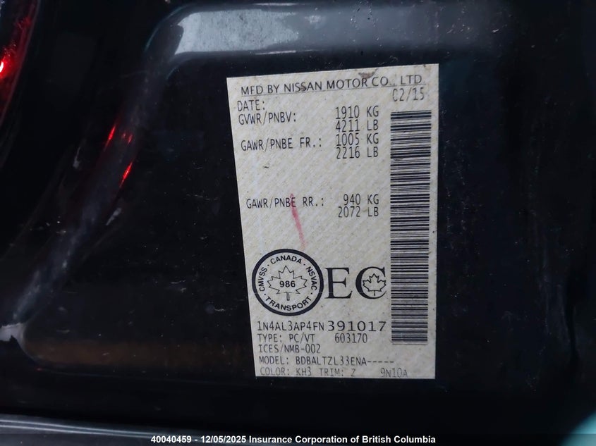 1N4AL3AP4FN391017 2015 NISSAN ALTIMA photo no. 9