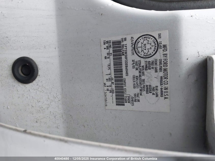 1FTSW30F22EB60402 2002 FORD F350 photo no. 9