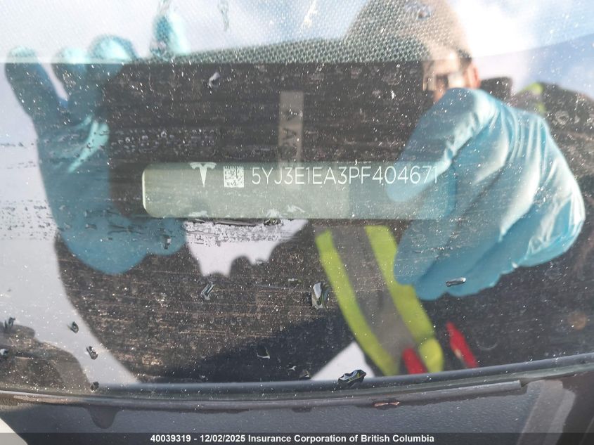 2023 Tesla Model 3 VIN: 5YJ3E1EA3PF404671 Lot: 40039319