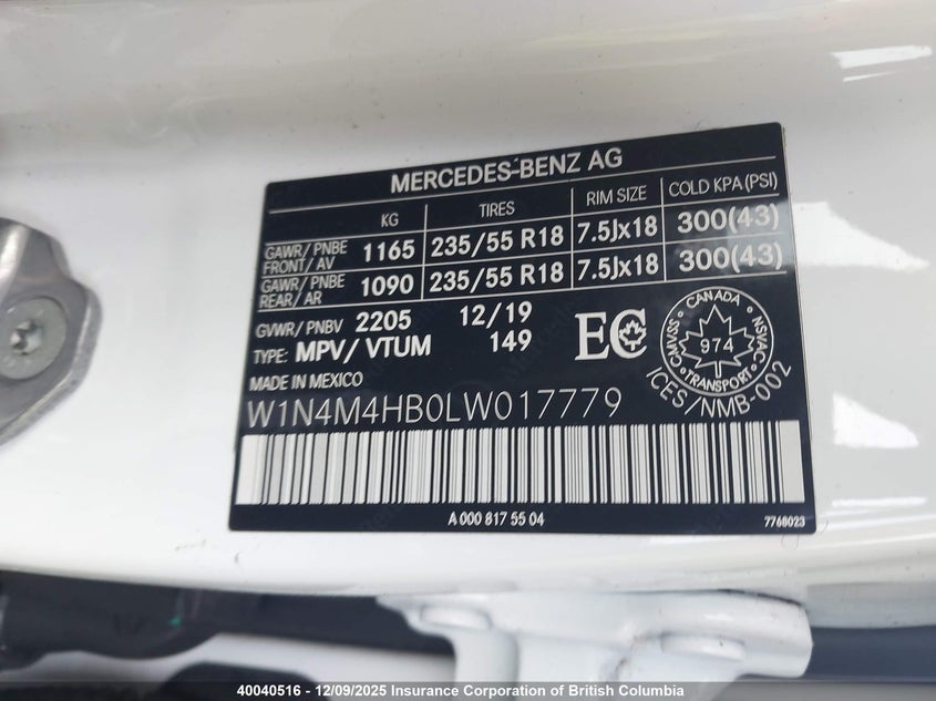 W1N4M4HB0LW017779 2020 MERCEDES-BENZ GLB photo no. 9