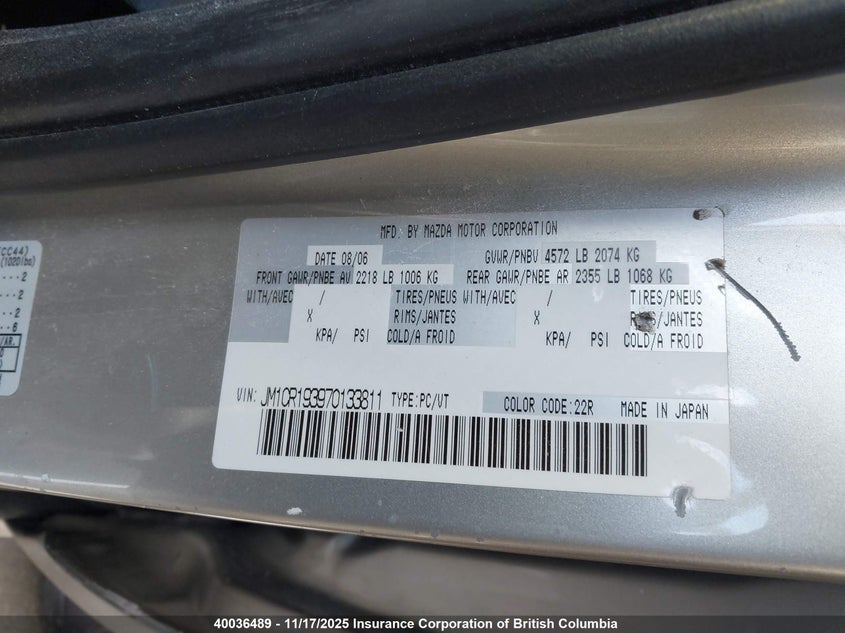 JM1CR193970133811 2007 MAZDA 5 photo no. 9