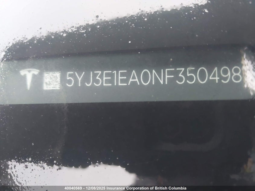 5YJ3E1EA0NF350498 2022 TESLA MODEL 3 photo no. 9