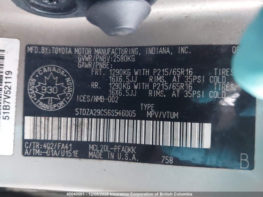 5TDZA29C56S546005 2006 TOYOTA SIENNA photo no. 9