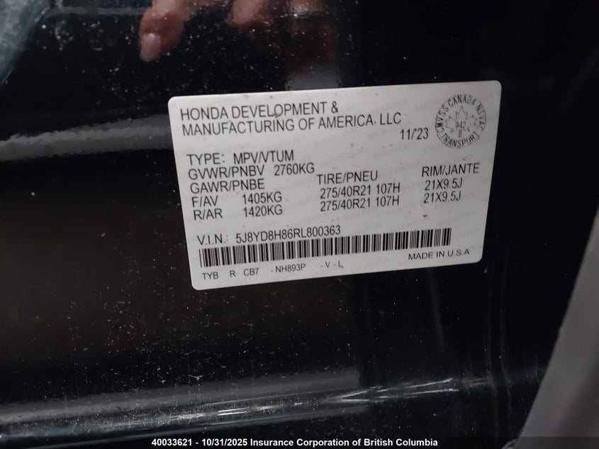 5J8YD8H86RL800363 2024 ACURA MDX photo no. 9