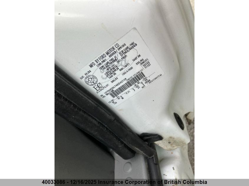 2004 Ford F250 Super Duty VIN: 1FTNX20L74ED42139 Lot: 40033086